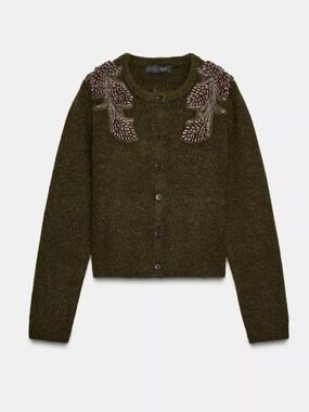 NWT Zara Woman Bloggers Fav Jewel Beaded Knit Cardigan Size S Small